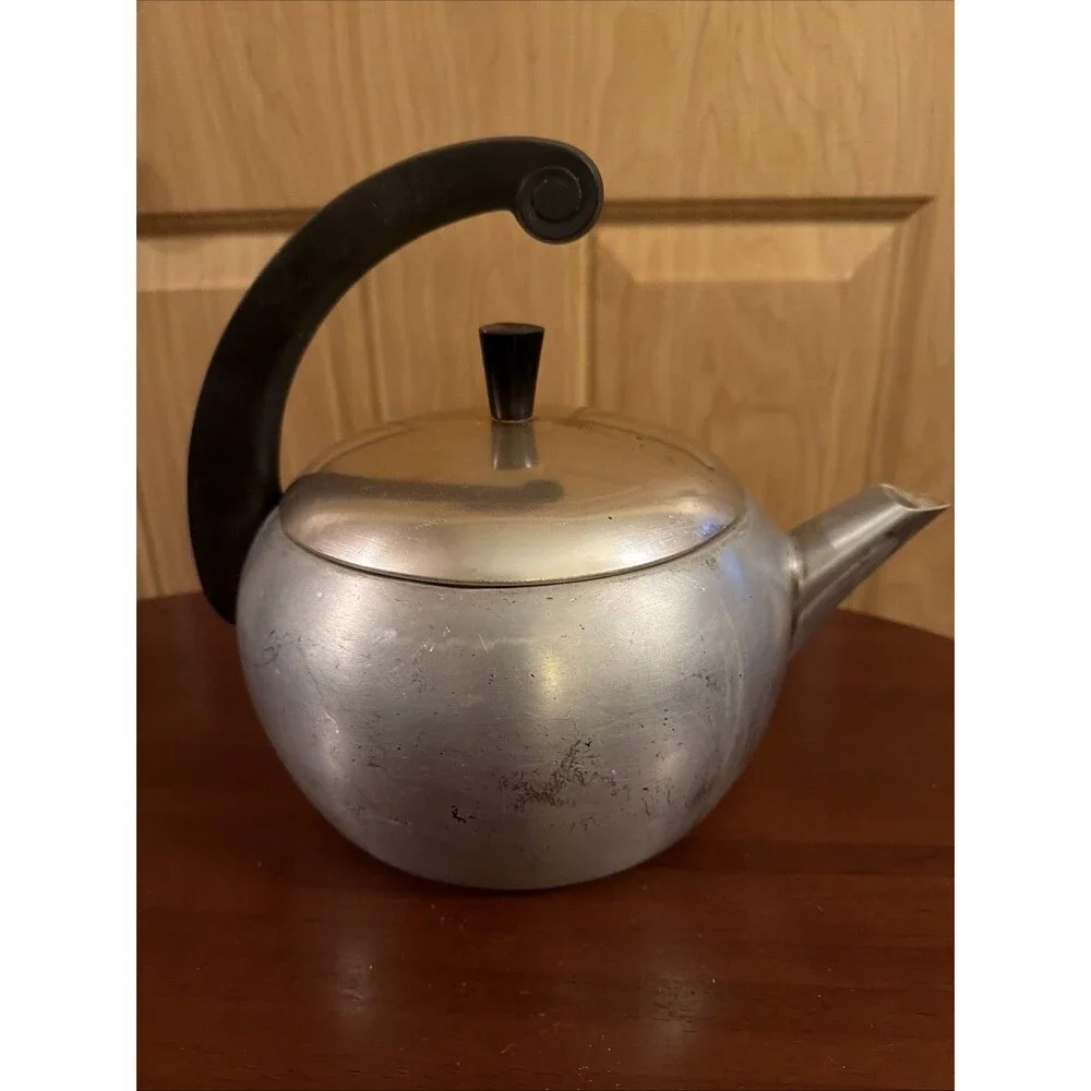 Vintage MCM Wear-Ever Tea Pot Kettle # 3062 1/2 Aluminum Copper Lid Hallite USA!